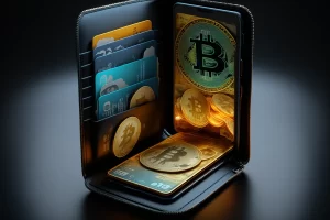 An image that conveys the concept of digital currencies and online payments. This could include an image of a computer or smartphone with a cryptocurrency wallet or payment app open, or an image of a physical cryptocurrency coin or token.