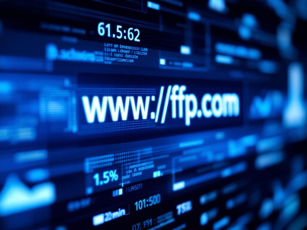 A close-up view of a branded short URL on a polished digital interface, highlighted by vibrant blue and white colors, surrounded by a minimalist marketing environment, conveying innovation and trust.