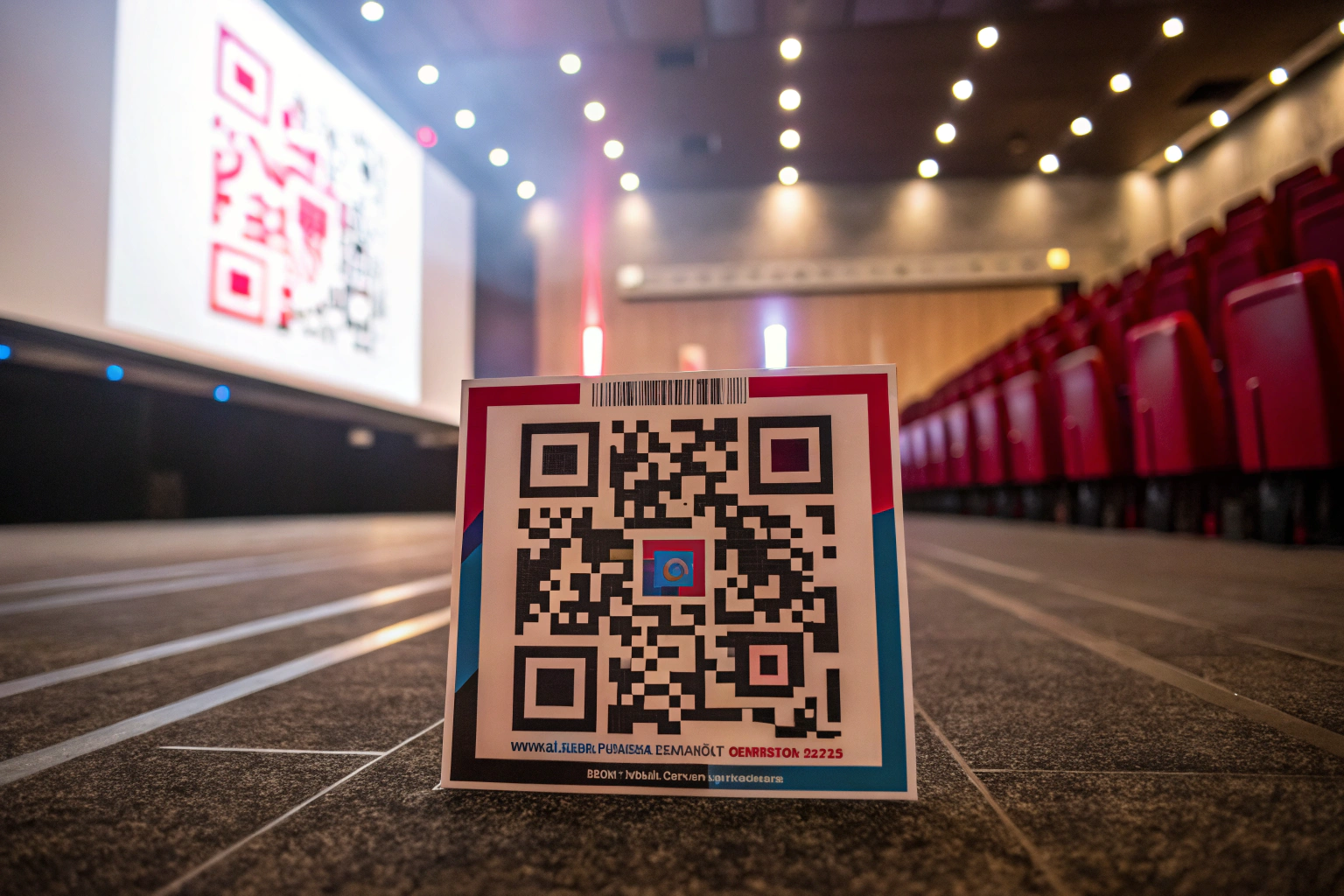 Stylized branded QR code with embedded logo against a soft glowing background, showcasing vivid colors and an inviting design.