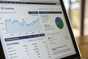 Modern URL shortener interface with branded link options and a digital dashboard showing analytics, focusing on functionality and design.